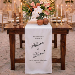 Elegant Black White Wedding Reception Table Decor  Short Table Runner