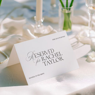 Elegant Black & White Wedding Reserved Place Card
