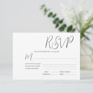 Elegant Black & White Wedding RSVP Card