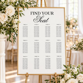 Elegant Black & White Wedding Seating Chart