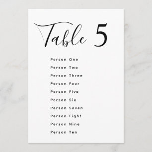 Elegant black & white wedding seating chart cards