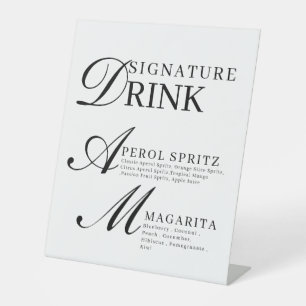 Elegant Black & White Wedding Signature Drink Sign