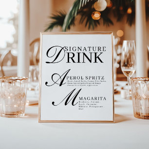 Elegant Black & White Wedding Signature Drink Sign