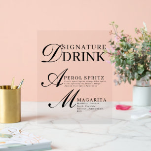 Elegant Black & White Wedding Signature Drink Sign