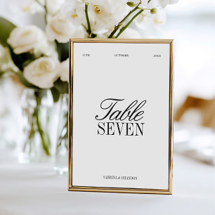 Elegant Black & White Wedding Table Number