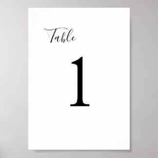Elegant Black & White Wedding Table Number Sign