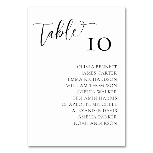 Elegant Black & White Wedding table numbers  (Front)