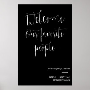 Elegant Black White Welcome Wedding Cermony Sign