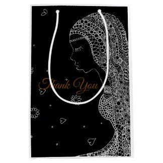Elegant Black & WhiteBridal Shower Thank You Gift Medium Gift Bag