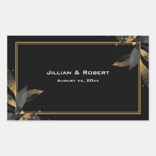Elegant Black With Gold Wedding  Sticker