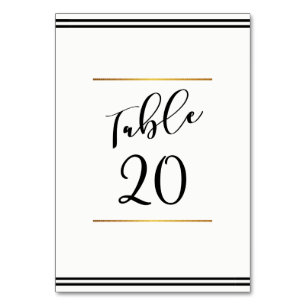 Elegant Black With Gold Wedding Table Number