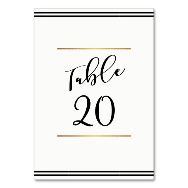 Elegant Black With Gold Wedding Table Number (Front)