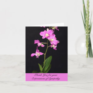 Elegant Black with Pink Flowers Thank You Card