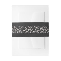 Elegant Black with White Pearls Wedding Invitation
