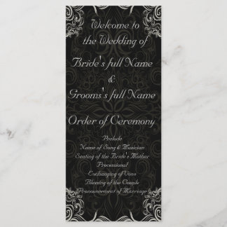 Elegant Black with White Swirls Wedding Program
