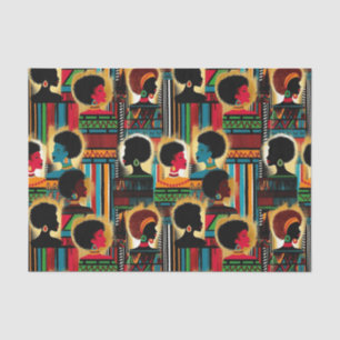 Elegant Black Woman African Pattern in Bold Hues Tissue Paper