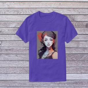 Elegant Black Woman,  Modern Pop Art Purple  T-Shirt