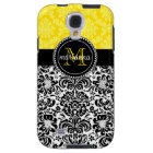 Elegant Black Yellow Damask Personalized