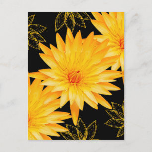 Elegant black & yellow lillies - template postcard