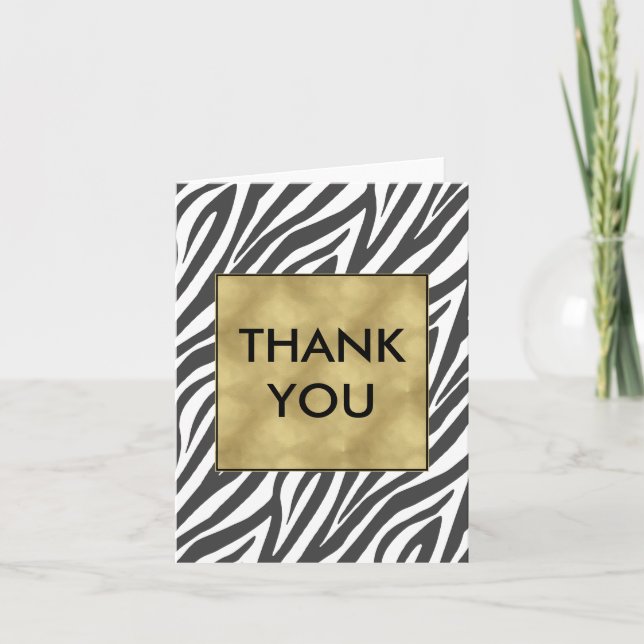 Elegant Black Zebra Print Thank You (Front)