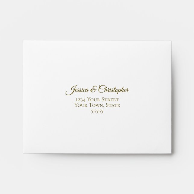 Elégant blanc avec Enveloppe RSVP de mariage en de (Devant)