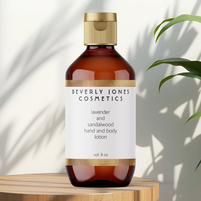 Elégant Blanc avec Gold Bordure Étiquette de cosmé (Créateur téléchargé)