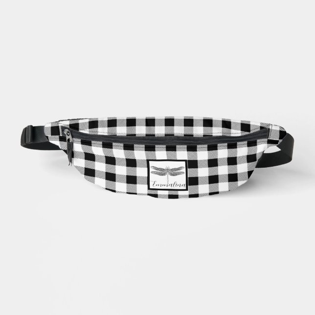 Élégant blanc blanc plaid en vichy libellule (Recto)