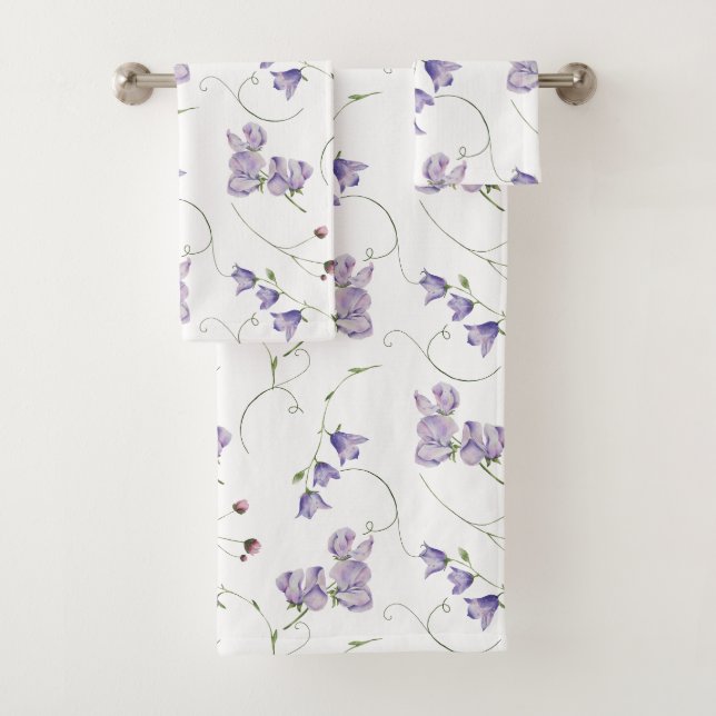 Élégant blanc chic violet floral (En situation)