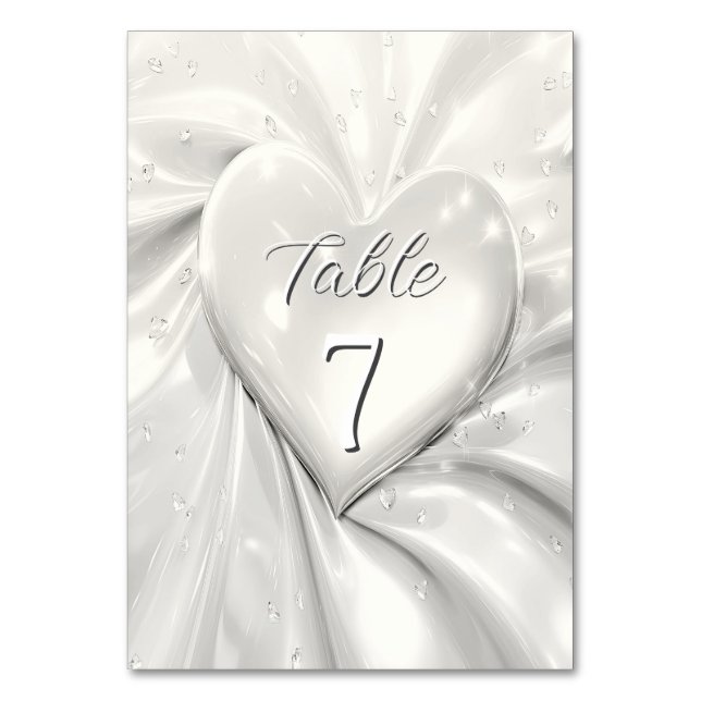 Elégant blanc crème Coeur Numéro de table (Par défaut)