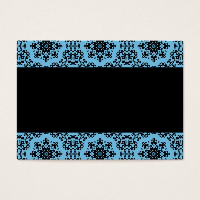 Élégant blanc damassé bleu et noir (Devant)