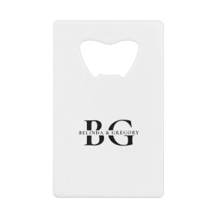 Élégant blanc et blanc Initiales Mariage