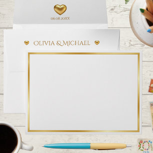 Elégant blanc et or avec Enveloppe Mariage coeur