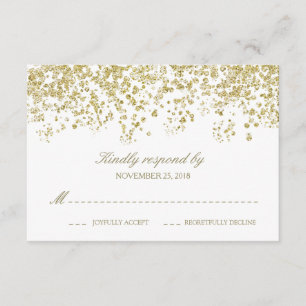 Elégant blanc et or Confetti Polka-Dots RSVP