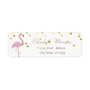 Elégant blanc, Flamant rose rose Fux Gold Foil Con