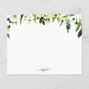 Élégant blanc Floral Nom personnalisé Papier à let