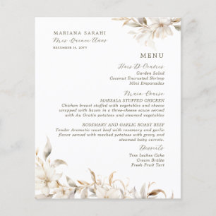 Elégant blanc Floral Quinceanera menu de boissons 