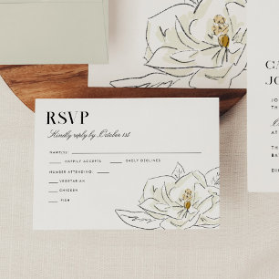 Elégant blanc Magnolia Illustration Mariage RSVP