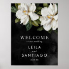Élégant blanc Magnolia Mariage Welcome Poster