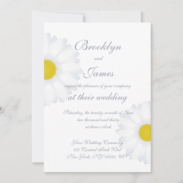 Elégant blanc marguerite florale invitations maria (Devant)