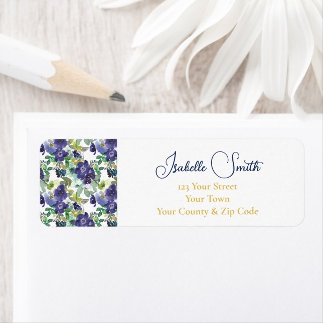 Elégant Blanc & Marine Aquarelle Roses mariage RSV (En situation)