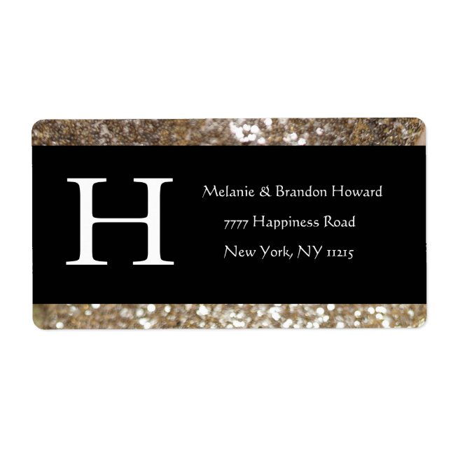 Élégant blanc moderne Monogramme or noir initial (Devant)