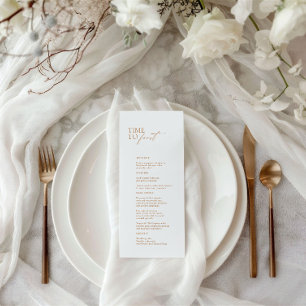Elégant Blanc Moderne "Time To Feast" Menu Mariage