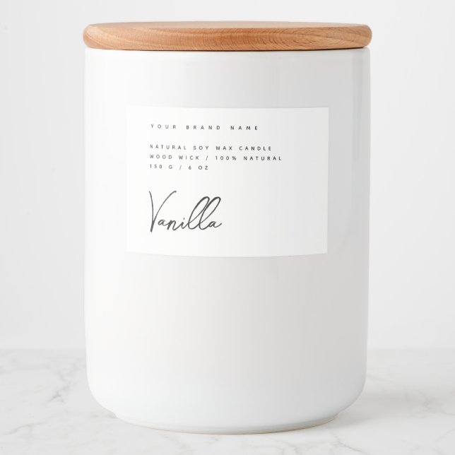 Élégant blanc noir bougie produit étiquette (Devant)