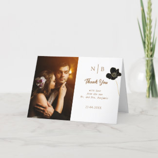 Elégant blanc & or Floral plié Carte de remercieme