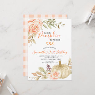 Elégant blanc Peach Citrouille Invitation