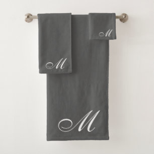 Élégant blanc Script gris initial