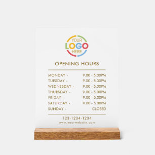 Élégant blanc simple Heures d'ouverture du logo