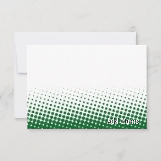 Elegant Blank All Occasion Custom Name Green White Card (Front)