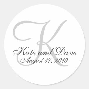 Elegant Blank Customizable Monogram Wedding Favour Classic Round Sticker