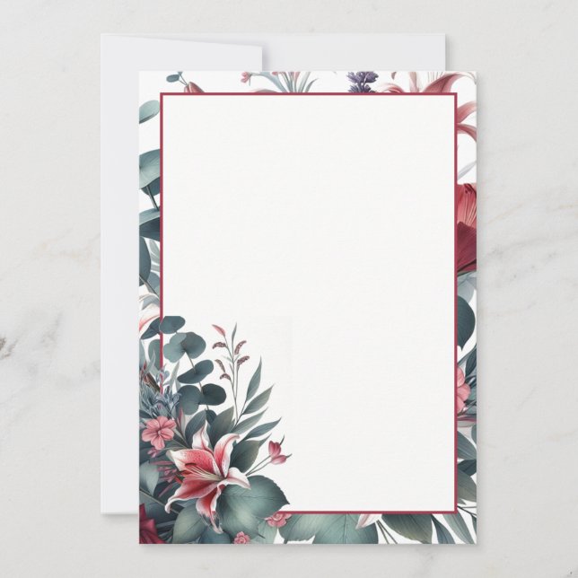 Elegant Blank Floral Wedding  Invitation (Front)